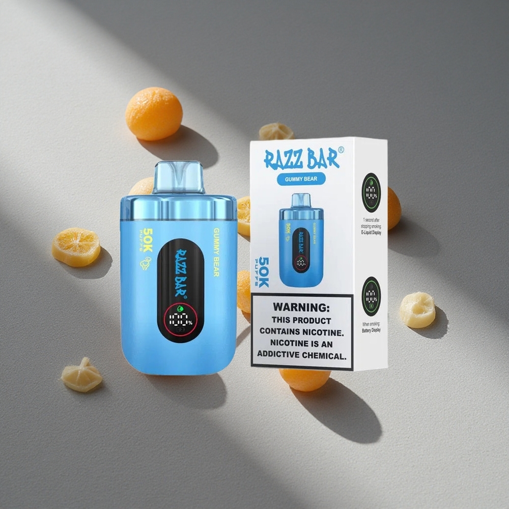Razz Bar 50K Puffs Jednorazowy Vape Miś Gummy 1.0 Ohm Mesh 650 mAh